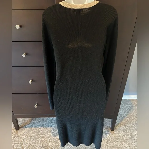 Like New Never Worn Club Monaco Arnettie Sweater Dress Tan & Black Colorblock, L - Picture 4 of 6